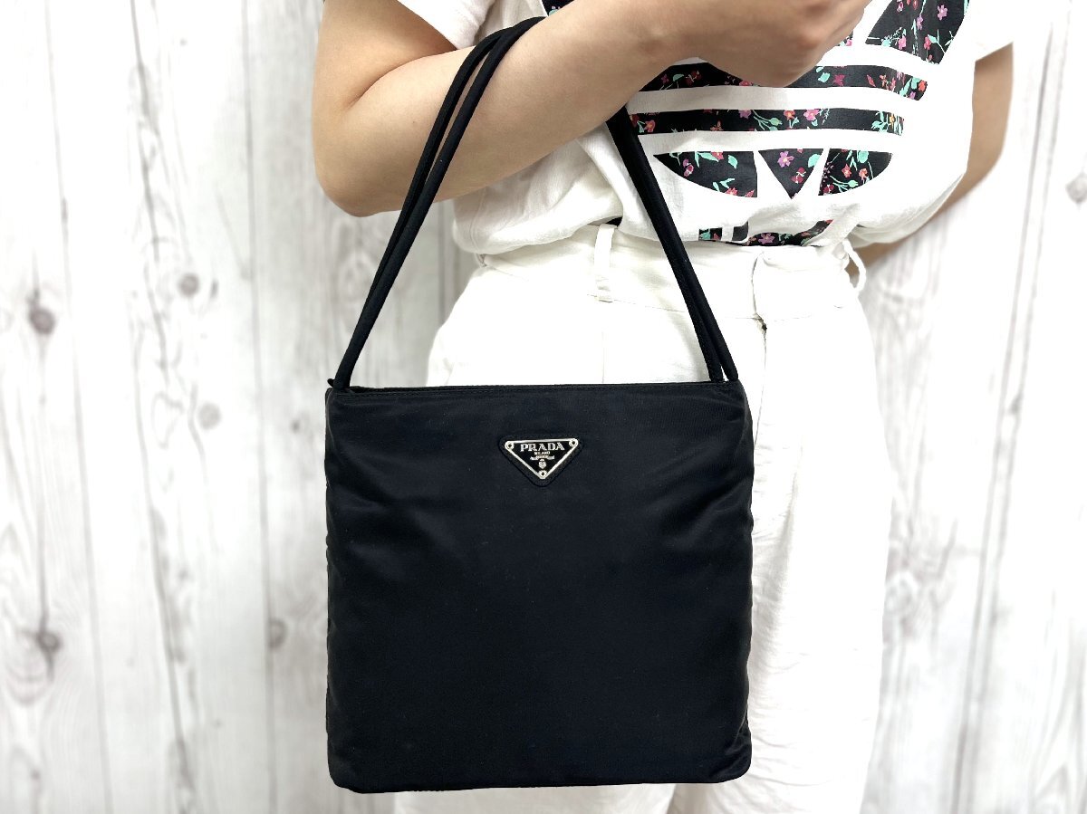 極美品 PRADA プラダ テスート ハンドバッグ ショルダーバッグ バッグ カード有B6243 ナイロン 黒 101277Y