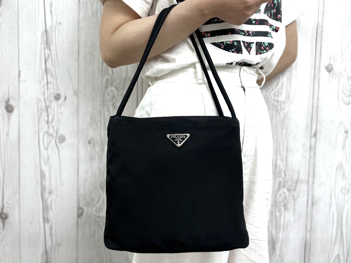 美品 PRADA プラダ テスート ハンドバッグ ショルダーバッグ バッグ ナイロン 黒 101233Y
