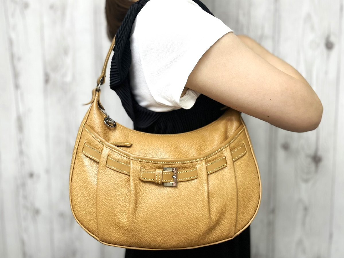 極美品 LONGCHAMP ロンシャン ワンショルダー ショルダーバッグ バッグ レザー 茶 98737