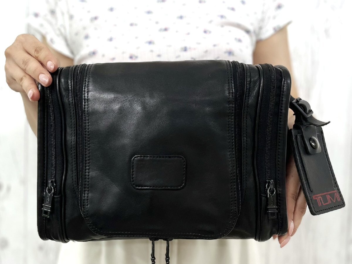極美品 TUMI トゥミ オールレザー ハンギングトラベルバッグ ハンドバッグ セカンドバッグ バッグ 黒 メンズ 101245Y
