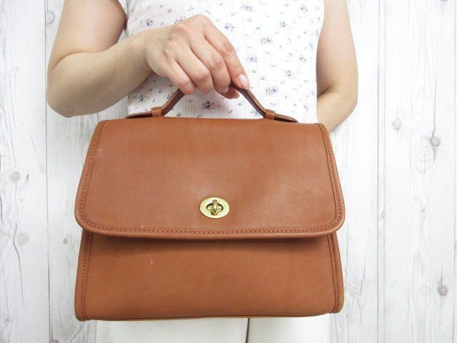 美品 COACH コーチ オールドコーチ アメリカ USA製 ハンドバッグ バッグ レザー 茶 101324