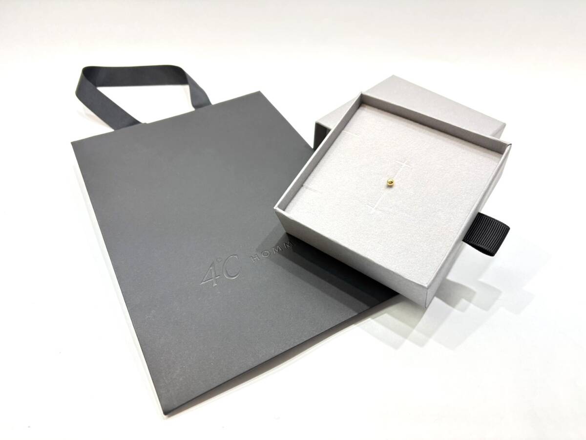 新品未使用 4℃ HOMME+ K24 ボールピアス 片耳用 K18ポスト 純金 999 約0.8g 箱 袋付 プレゼント 送料無料 t231