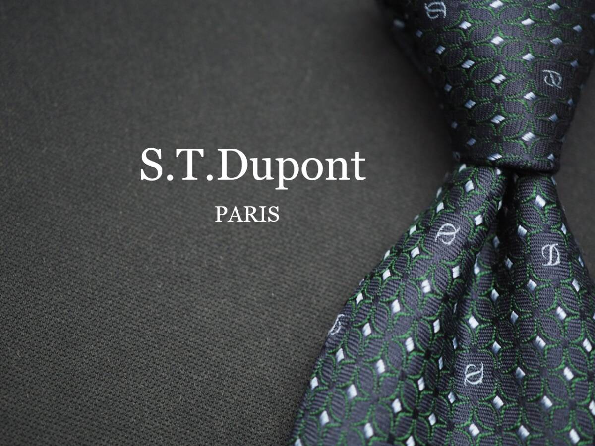 美品【S.T.Dupont デュポン】 J 2085 ロゴ SILK ブランド ネクタイ 古着 良品 転売 仕入