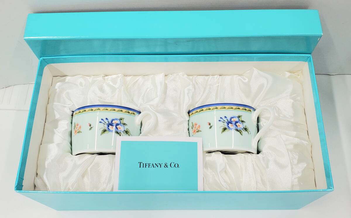 IY98487E TIFFANY&Co. ティファニー マグカップ モーニンググローリー ペア 2客セット 花柄 洋食器 箱付き 2000年製 Made in Japan 現状品