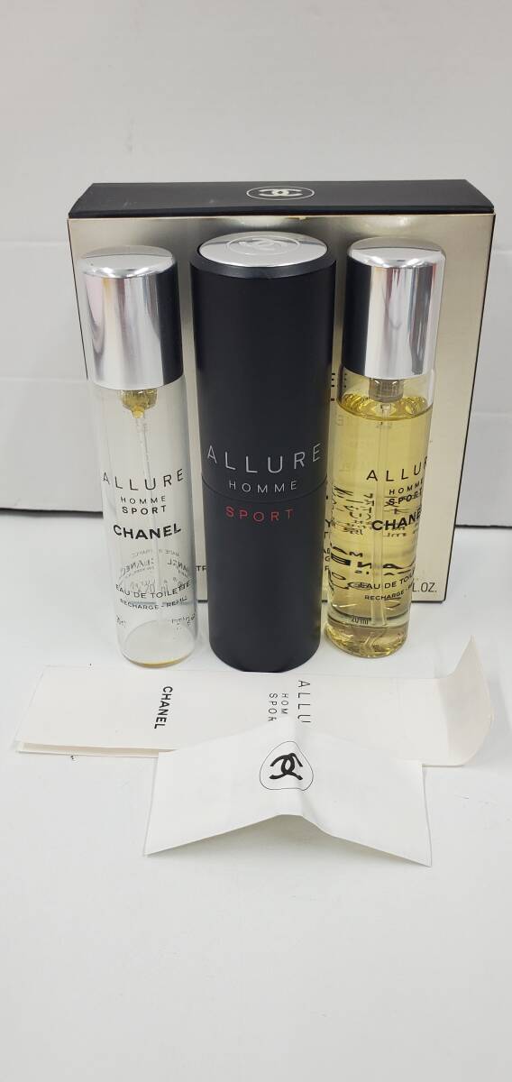 IY98301E CHANEL ALLURE HOMME SPORT EDT シャネル アリュール オム スポーツ 20ml×3本セット (中身入2本/空1本) メンズ香水 外箱 現状品