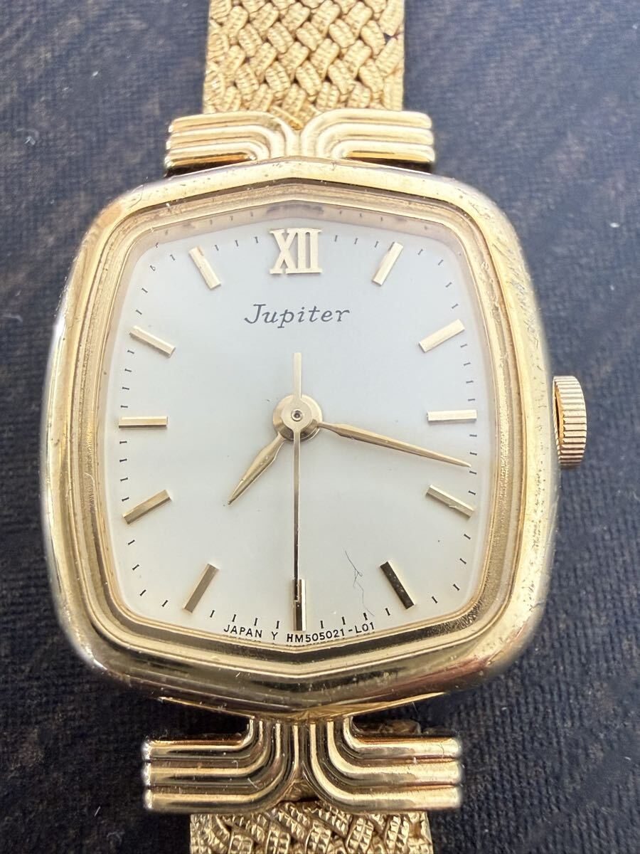 ORIENT オリエント Jupiter ジュピター WJ0031UB HM505021-L01 クォーツ ゴールド スクエア レディース 腕時計 不動品 ジャンク★5417