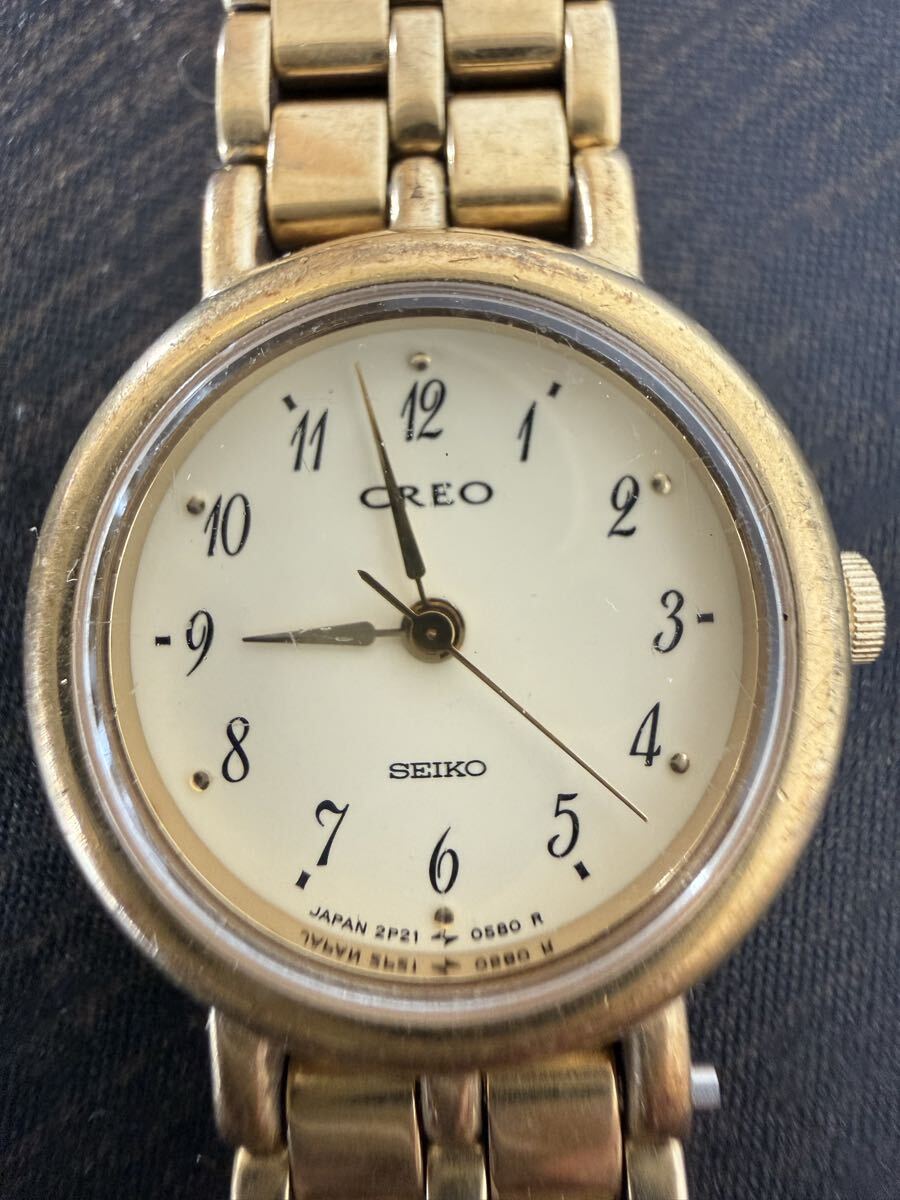 動作未確認 SEIKO CREO セイコー クレオ 2P21-0180 レディース 腕時計 クォーツ ゴールド 現状渡し ジャンク★5921