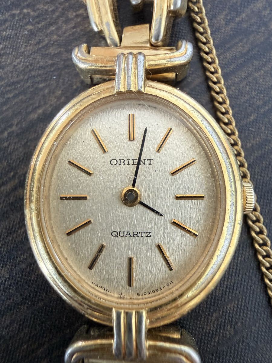 オリエント ORIENT クォーツ 腕時計 レディース オーバル 53031093 ゴールド文字盤 不動品 ジャンク ヴィンテージ レトロ 時計★1813