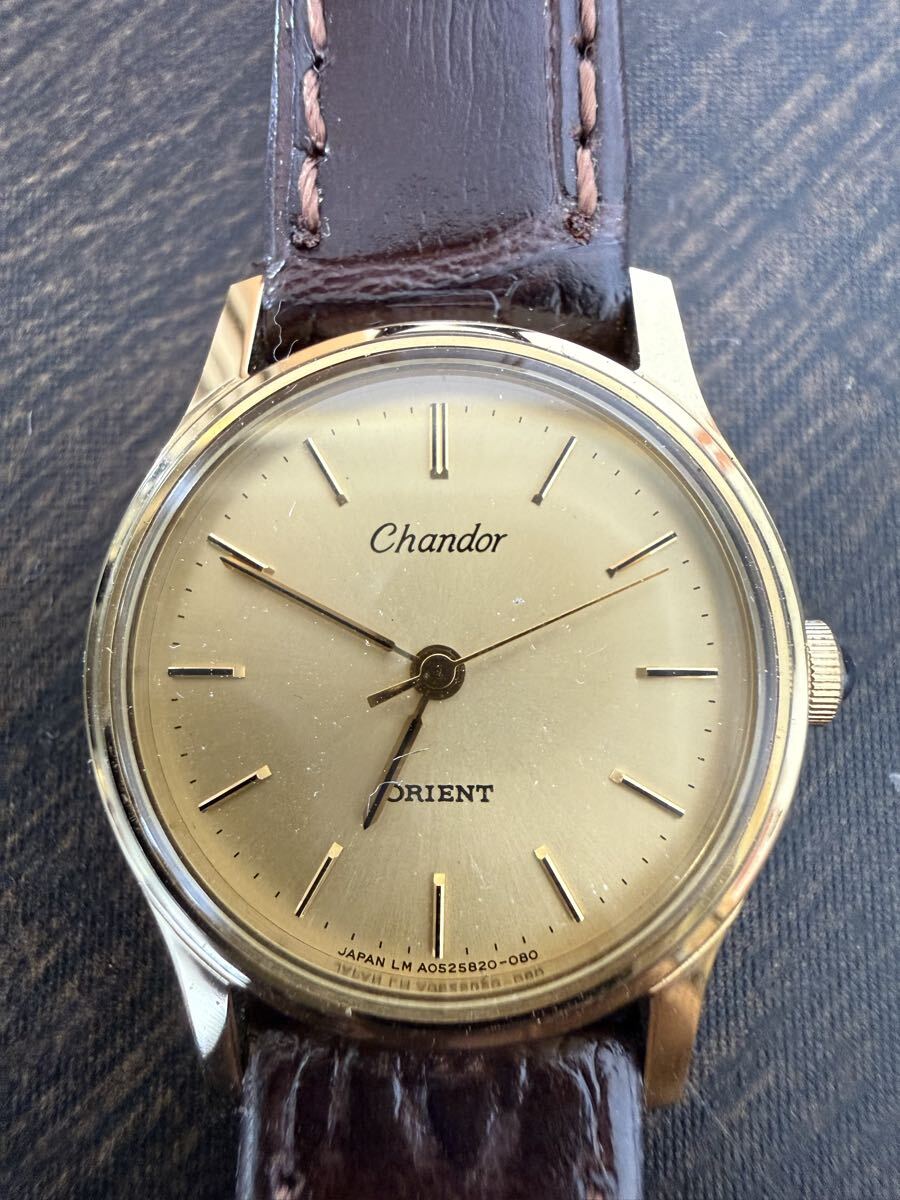 【不動】ORIENT Chandor オリエント シャンドール LM A0525820-080 ゴールド文字盤 クォーツ ラウンド メンズ/ボーイズ 腕時計★6877