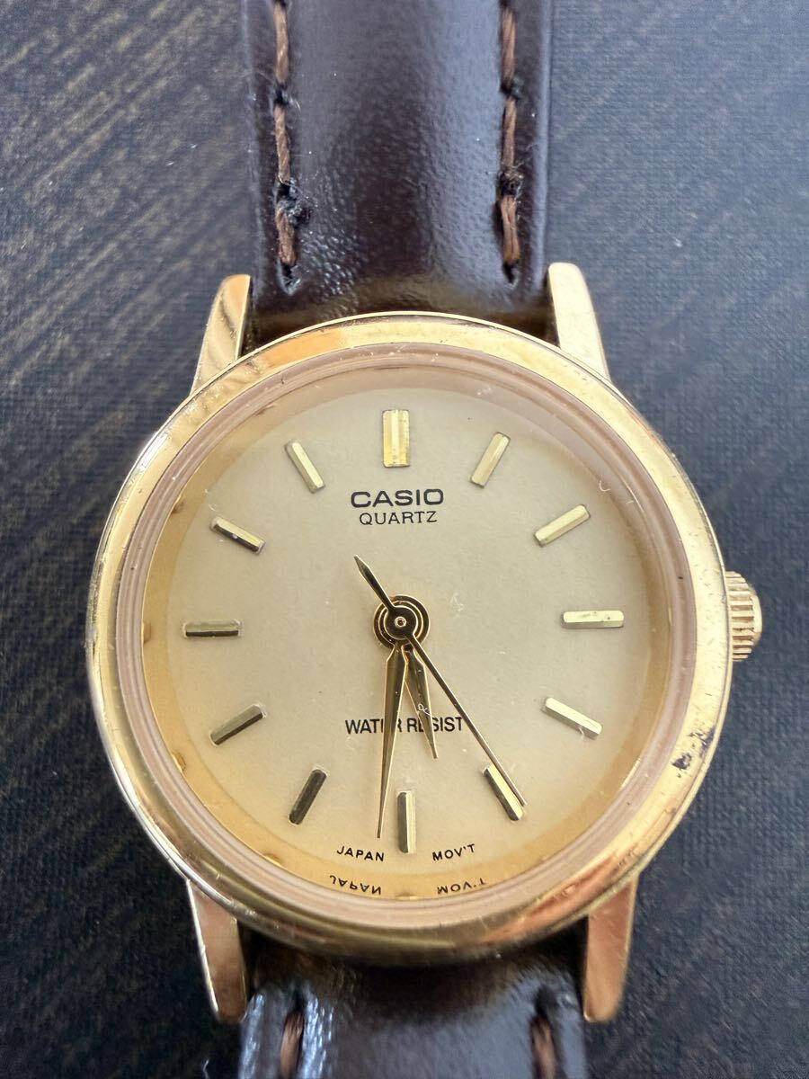 【電池切れ】CASIO カシオ LTP-1095？クォーツ 腕時計 レディース ゴールド文字盤 アナログ ラウンド型 チプカシ ジャンク扱い★3437