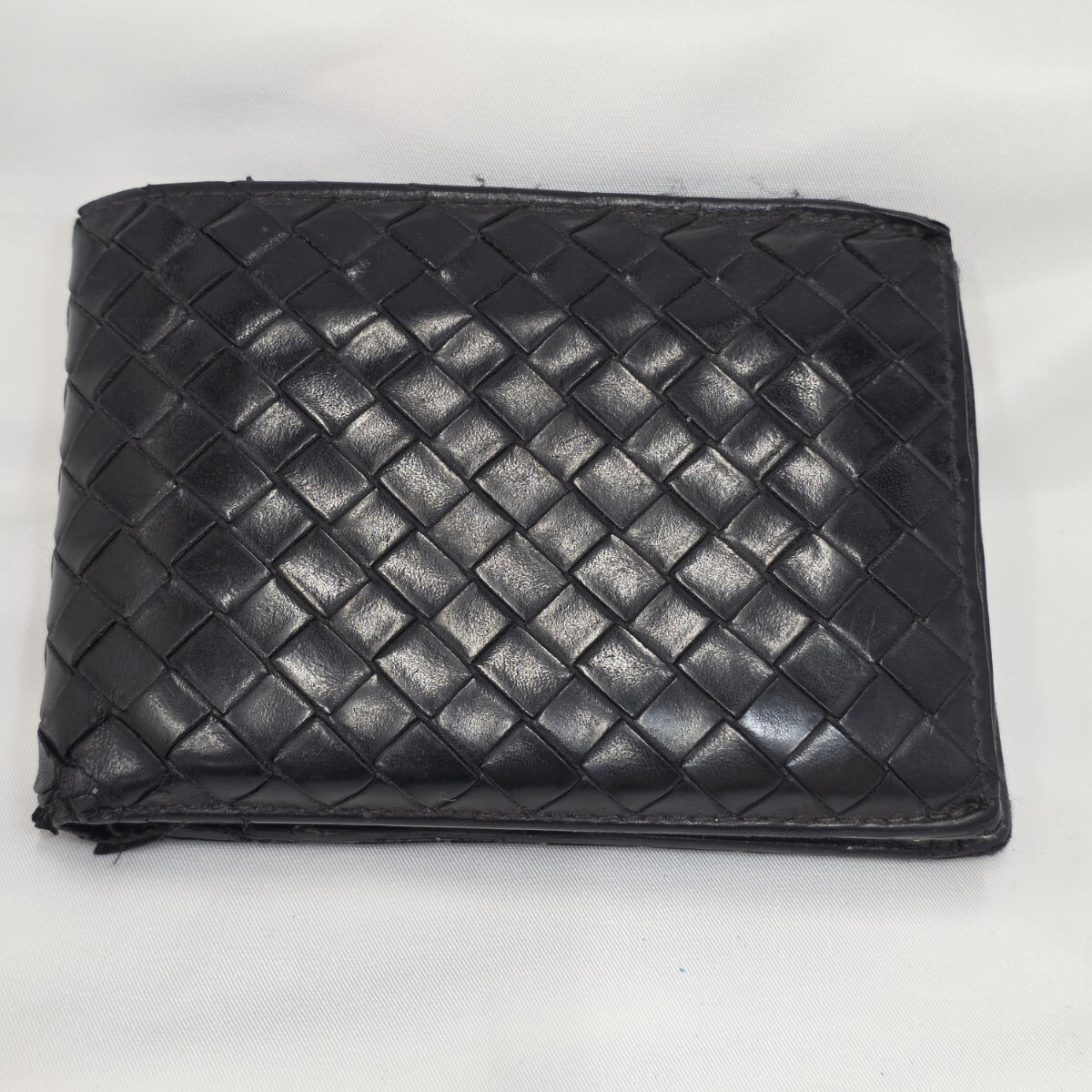 BOTTEGA VENETA ボッテガヴェネタ 二つ折り財布 ブラック レザー