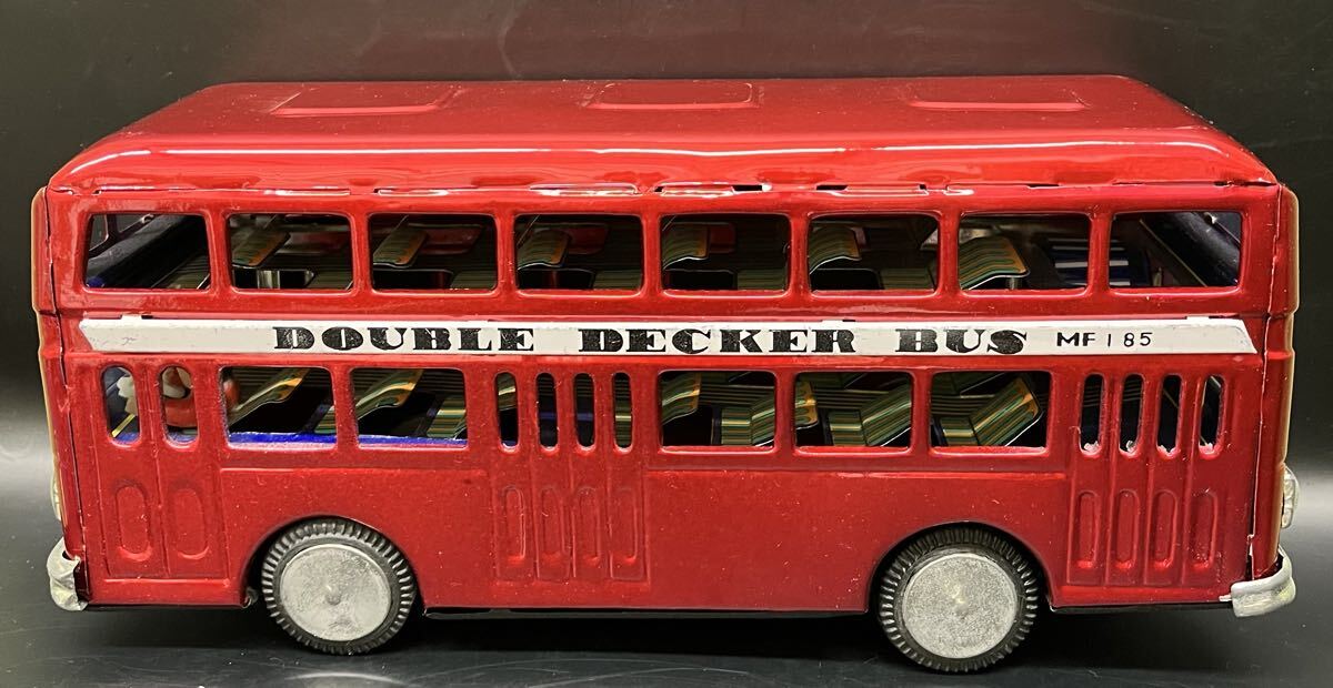 ブリキ 二階建てバス ビンテージ ミニカー MF185 中国製 フリクション式 ブリキ製 ダブルデッカーバス DOUBLE DECKER BUS 全長約27〜28cm