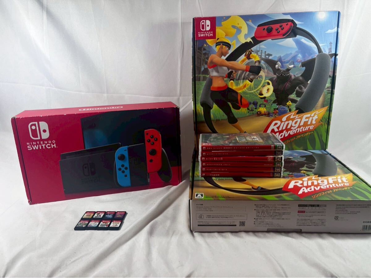 ④ Nintendo 任天堂 ニンテンドースイッチ Switch HAC-001 初期化済み　ソフト15本まとめ　【06095】
