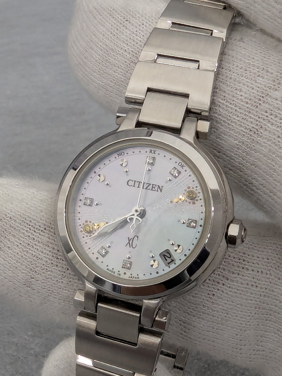 CITIZEN XC ES6000-50W Radio-Controlled Solar Watch シチズン クロスシー ソーラー電波時計 H054ーT018084 シェル文字盤 レディース 美品