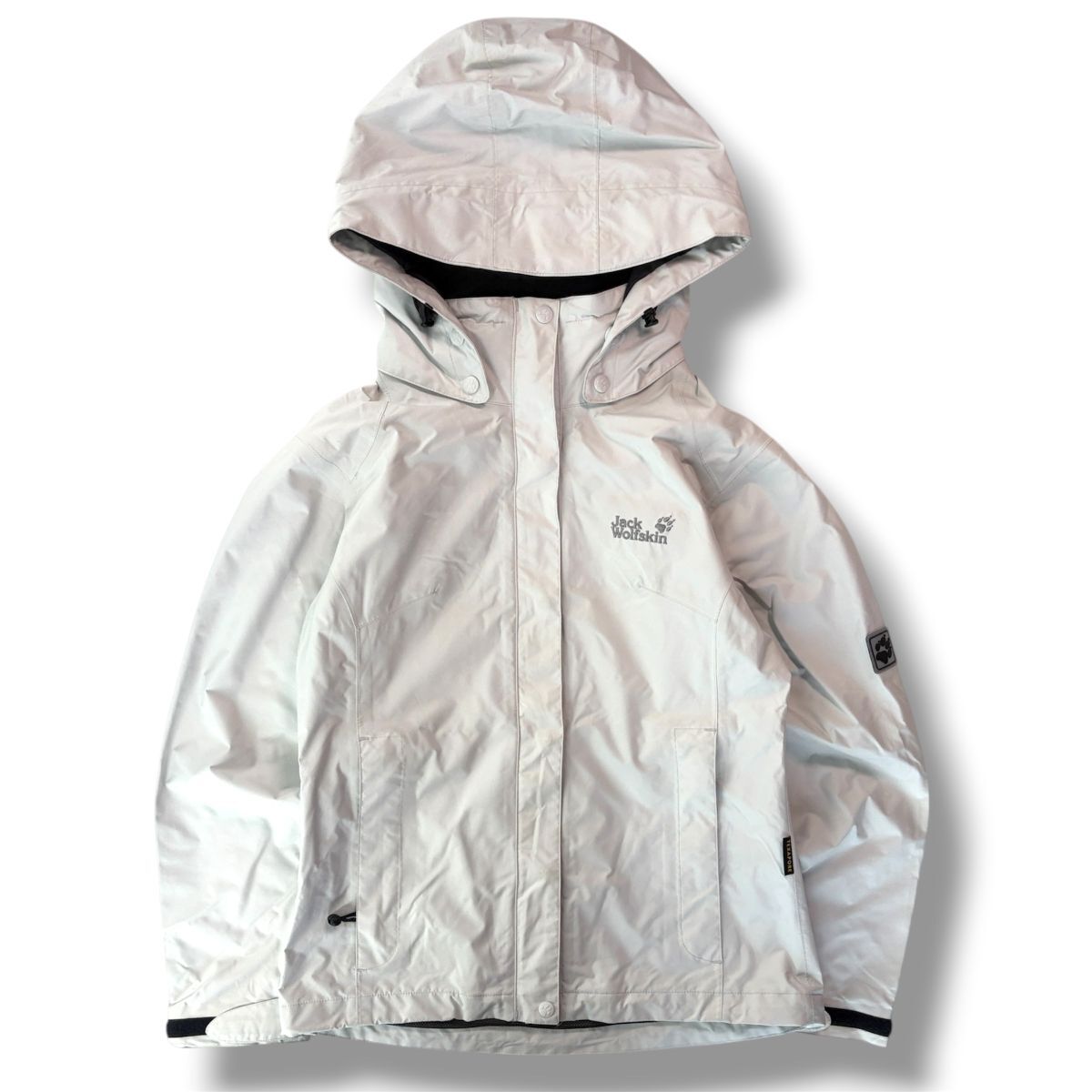Jack Wolfskin ジャックウルフスキン レディース マウンテンパーカー ナイロンジャケット メッシュライナー 白 XSサイズ フード着脱 古着