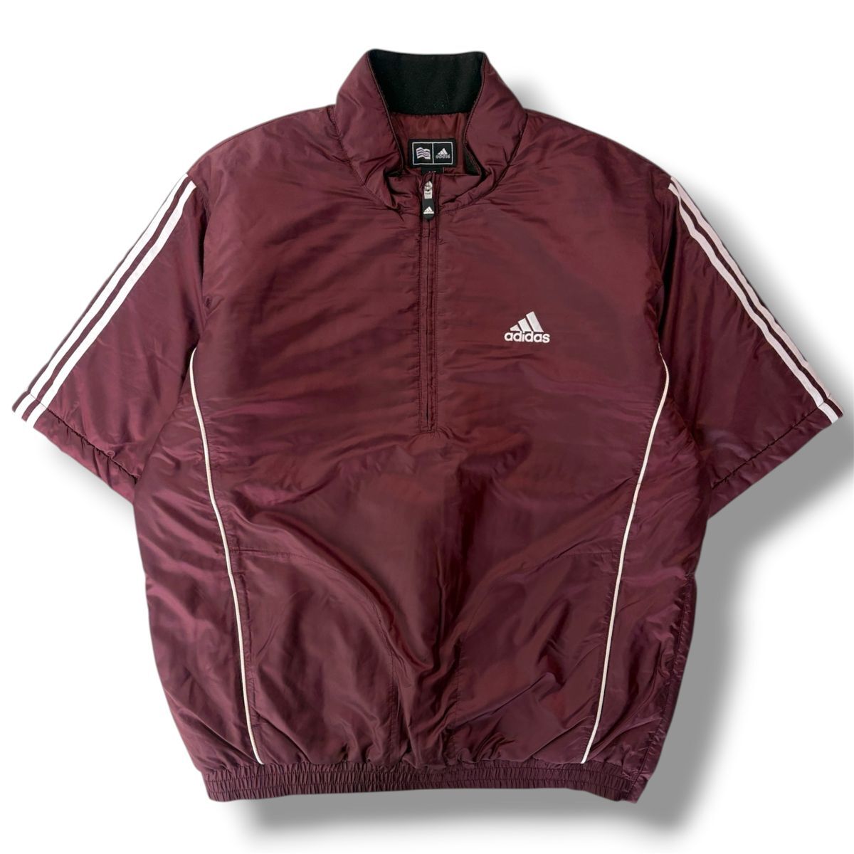 国内正規品★ adidas GOLF アディダスゴルフ 中綿入り 半袖 ウィンドブレーカー バーガンディー Lサイズ ゴルフウェア ハーフジップ 古着