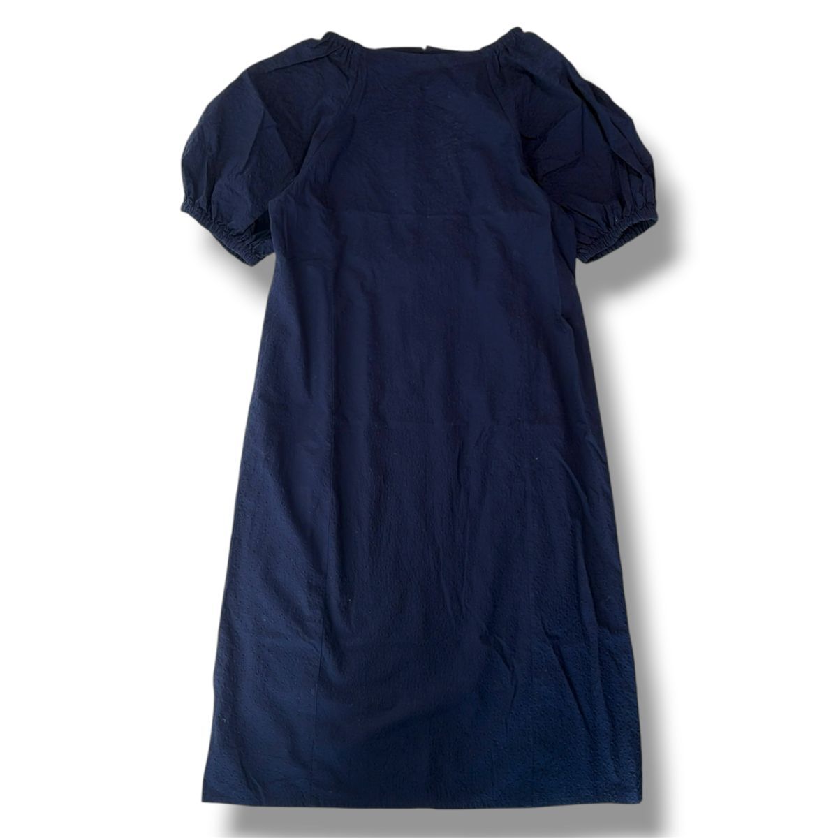 新品タグ付き★ UNIQLO ユニクロ HANA TAJIMA コラボ レディース 半袖 コットン ボリュームスリーブワンピース ネイビー Lサイズ トップス