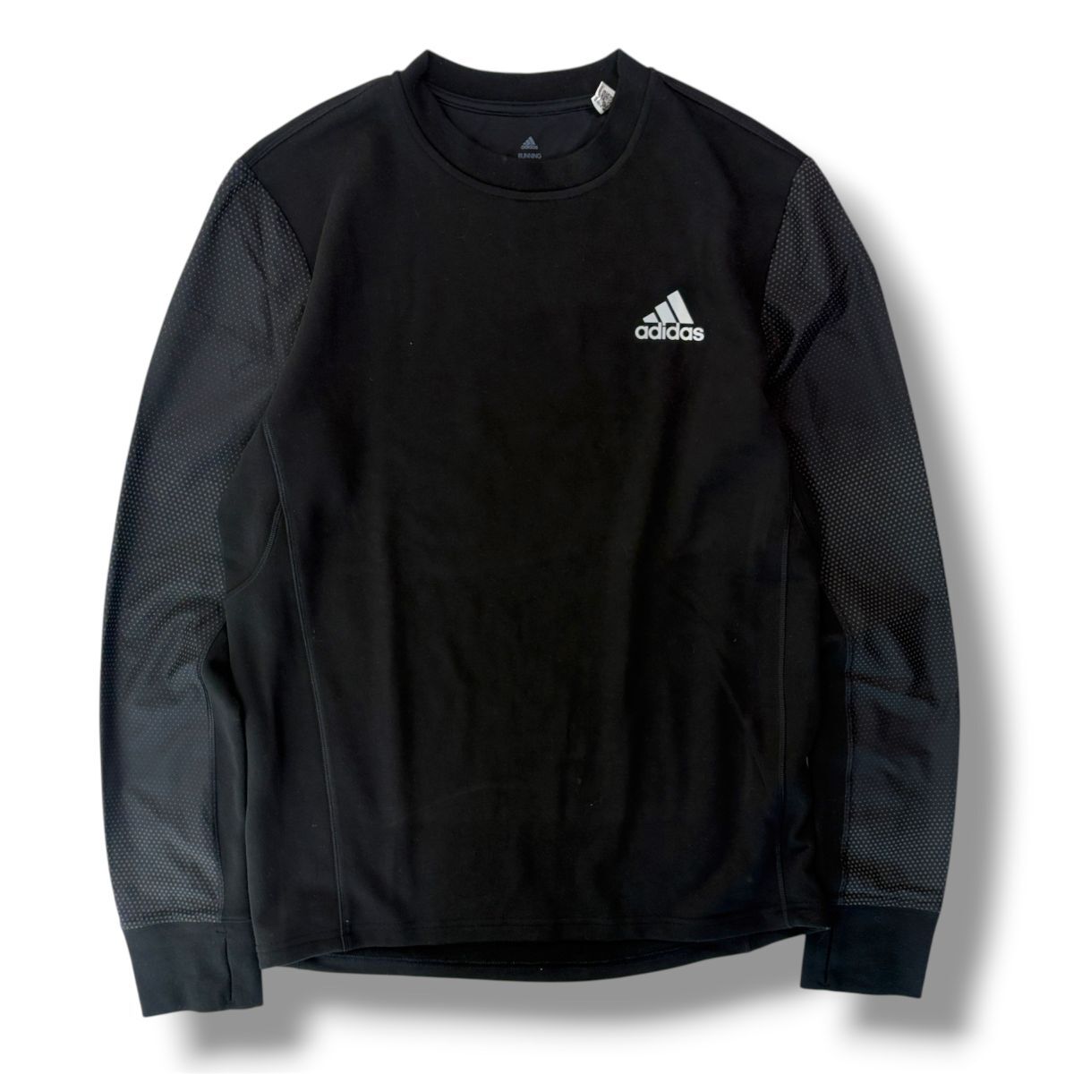国内正規品★ adidas アディダス ランニング 袖ナイロン ロングスリーブ 長袖 スウェット スポーツ ロンT 黒 Oサイズ running スポーツ