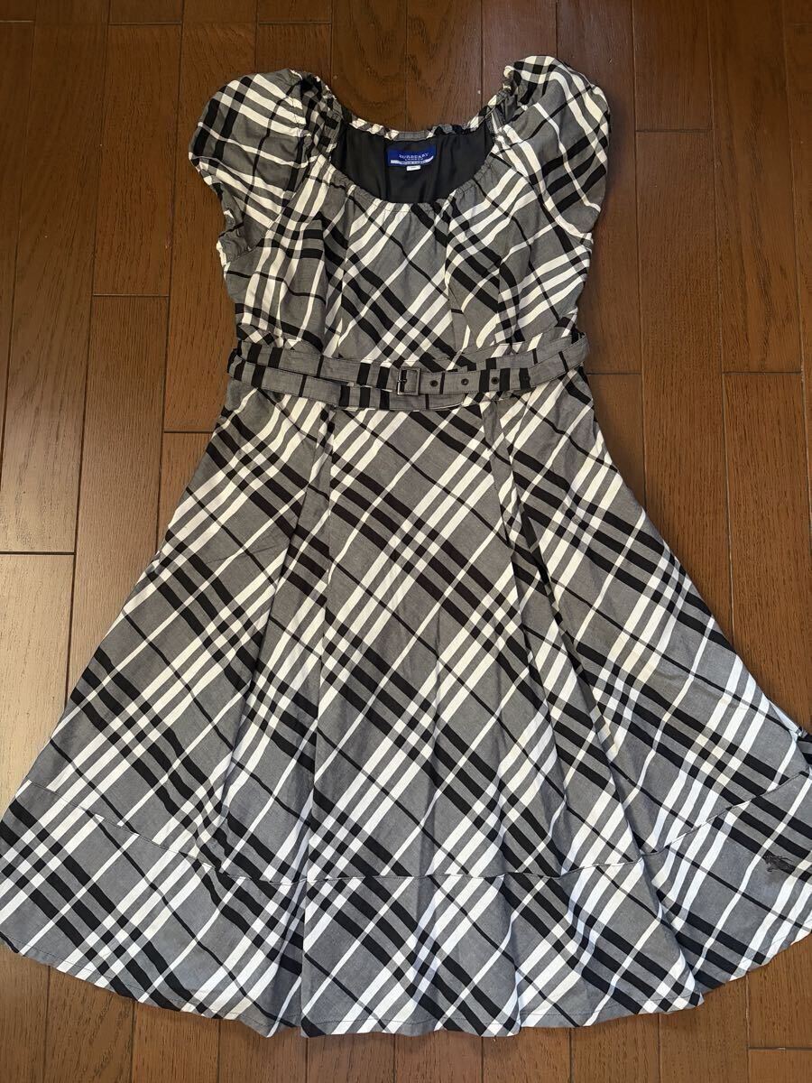 超美品♪バーバリーブルーレーベル　白黒チェックワンピース　ベルト　ブラック　ホワイト　BURBERRY 夏　クレストブリッジ好きにも！