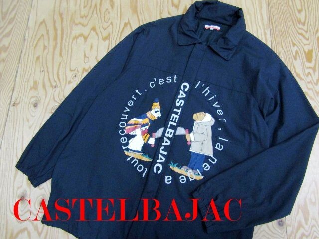 ★カステルバジャック CASTELBAJAC★メンズ 特大プリント ナイロンジップジャケット ブラック★R80621005C