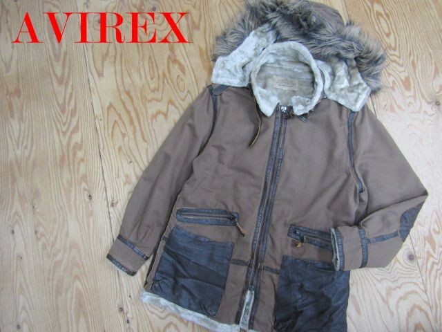 ★アヴィレックス AVIREX★メンズ B-7型 フライトジャケット コットン×レザー 裏ボア 6142132★R80628031B