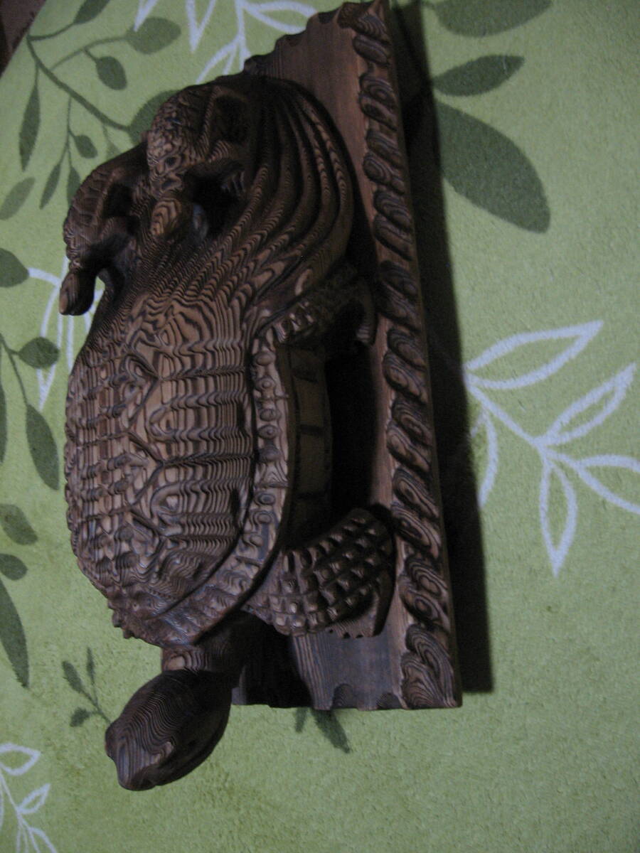 昭和　レトロ　亀　木製　精密木ぼり　竜宮城　骨董品