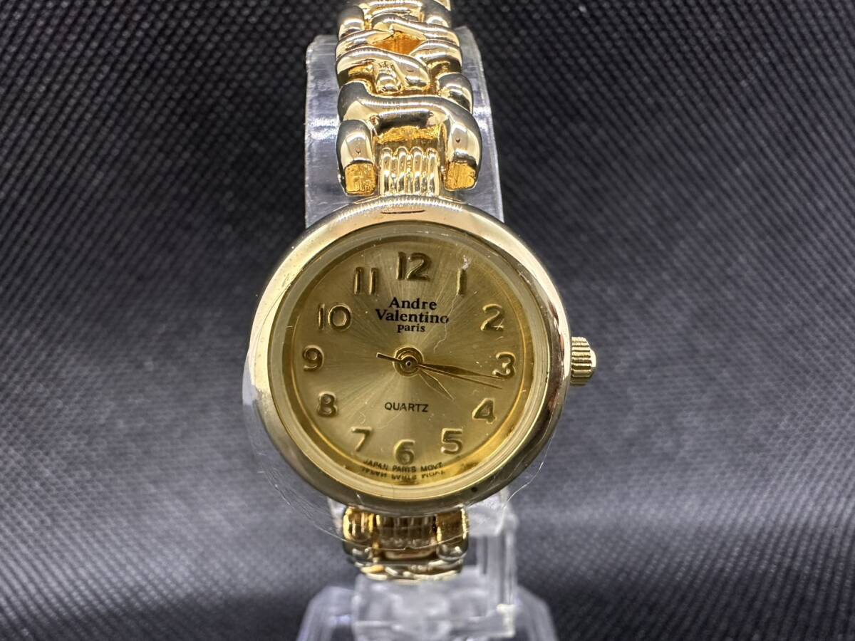 【稼働品 】美品 Andre Valentino アンドレバレンチノ 腕時計 レディース クォーツ ゴールド チェーンブレス パリ ブランド 　1296