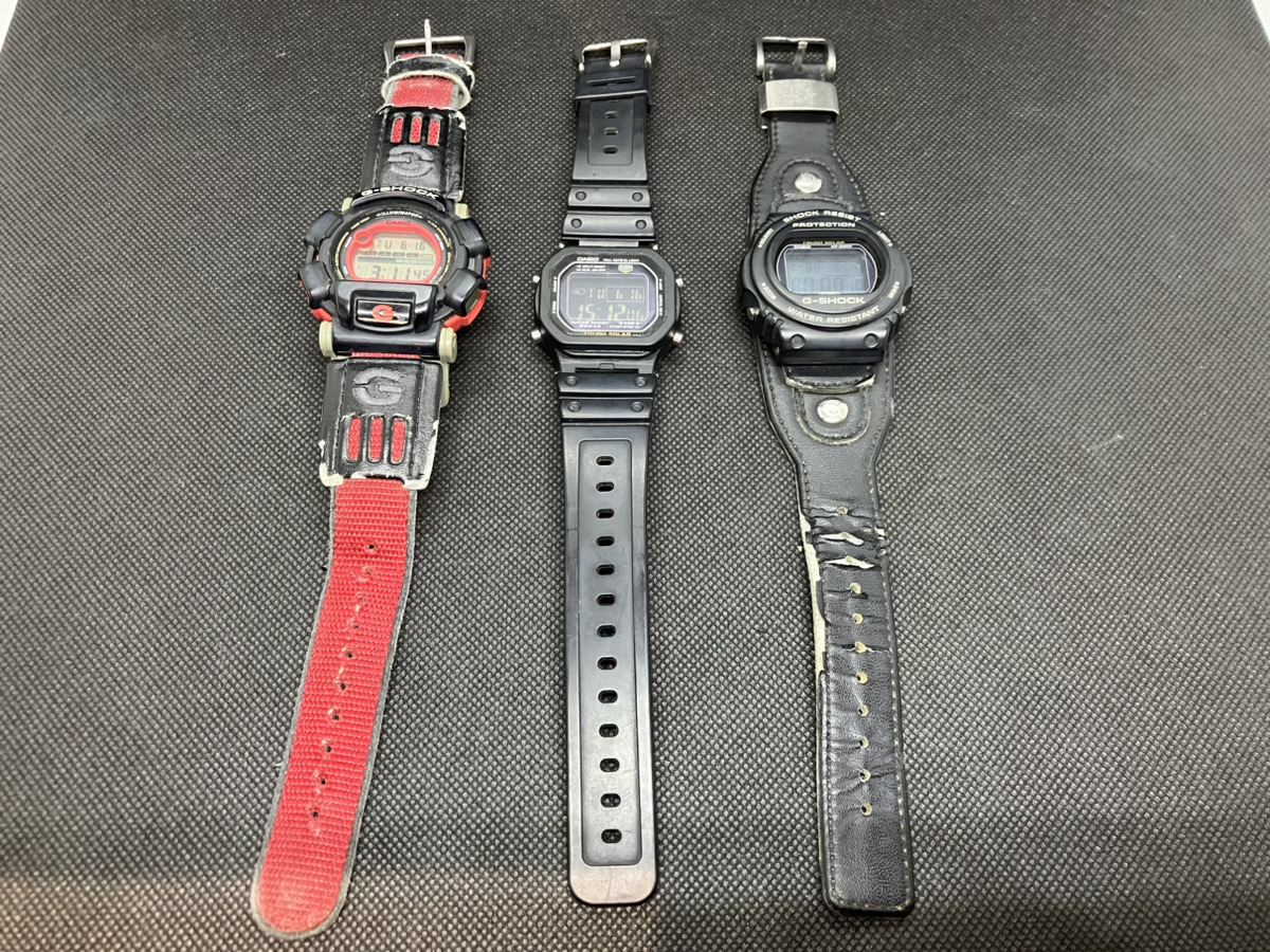 1円~ CASIO G-SHOCK カシオ 腕時計 3点 まとめ売り タフソーラー スクエア デジタル ジャンク 部品取り レストアベース 売り切り　1608