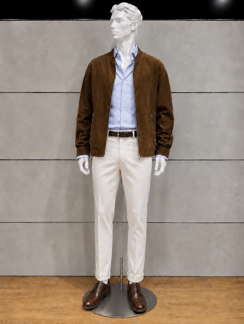 【美品】THE SHOP TK ザ ショップ ティーケー フェイクスエード ジップ ブルゾン ジャケット メンズ L 茶 キャメル タケオキクチ 秋物