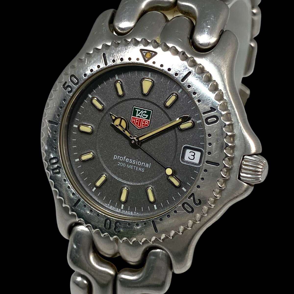 2605T0002 TAG HEUER タグホイヤー WG1113-K0 セル professional プロフェッショナル メンズ腕時計 ジャンク品 クォーツ 3針 デイト