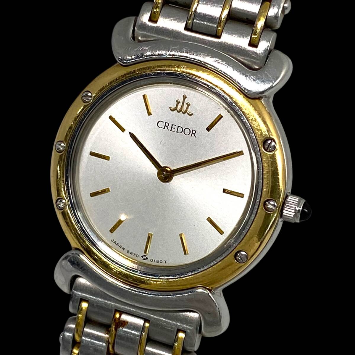 2605T0024 SEIKO セイコー 5A70-0040 CREDOR クレドール レディース腕時計 現状品 クォーツ 2針 ラウンド SS×18KTベゼル