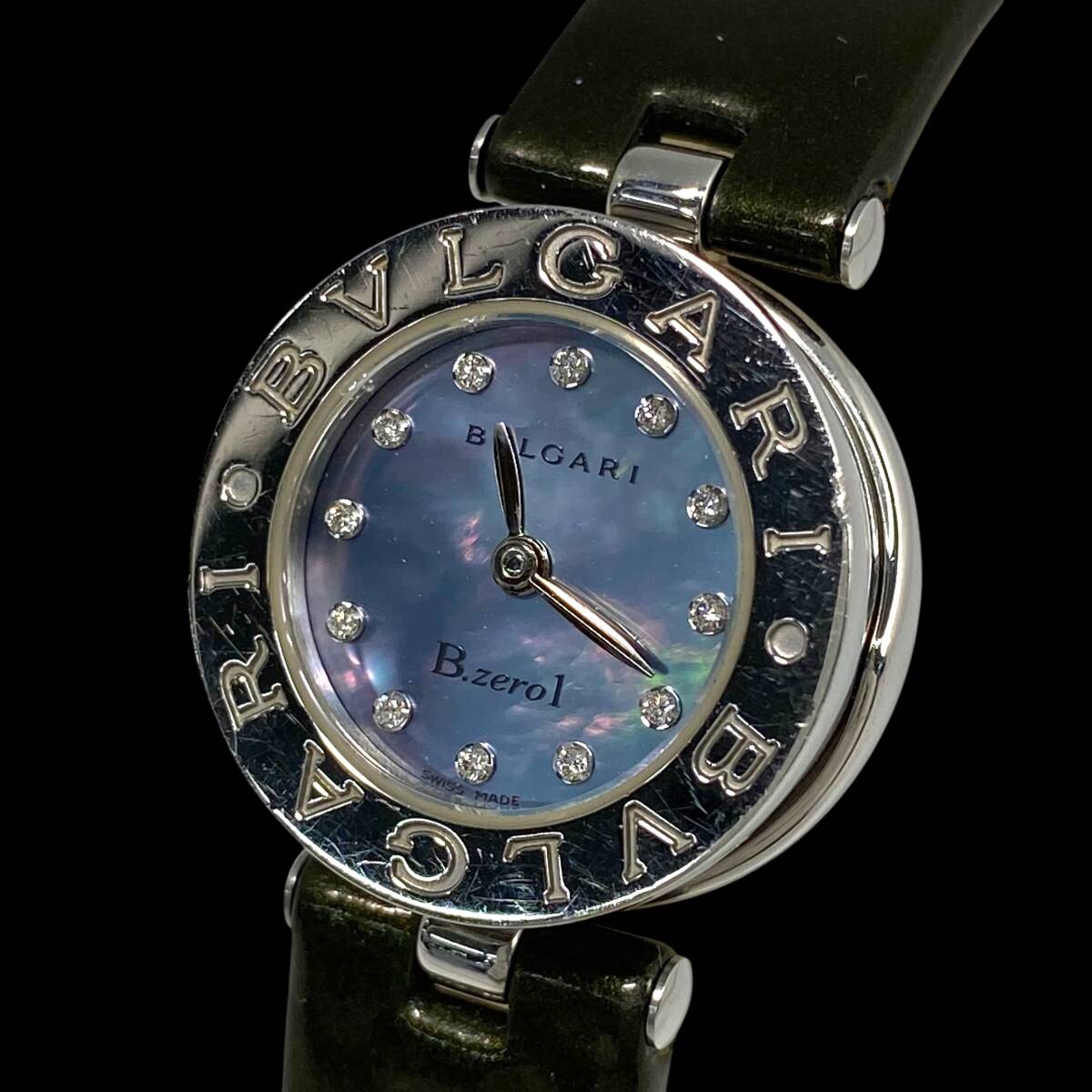 2605T0030 BVLGARI ブルガリ BZ22S B-zero1 ビーゼロワン レディース腕時計 現状品 クォーツ 2針 ラウンド 12P 石付 シェル文字盤