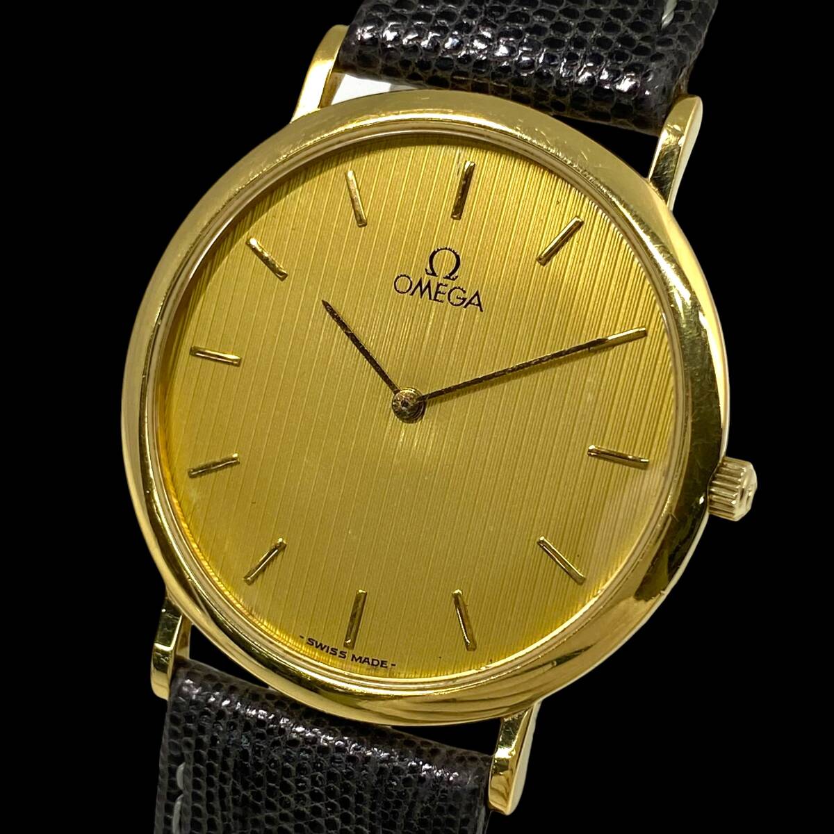 2605T0064 OMEGA オメガ 195 0075.2 DeVille デビル メンズ腕時計 現状品 クォーツ 2針 ラウンド ゴールドカラー ゴールド文字盤