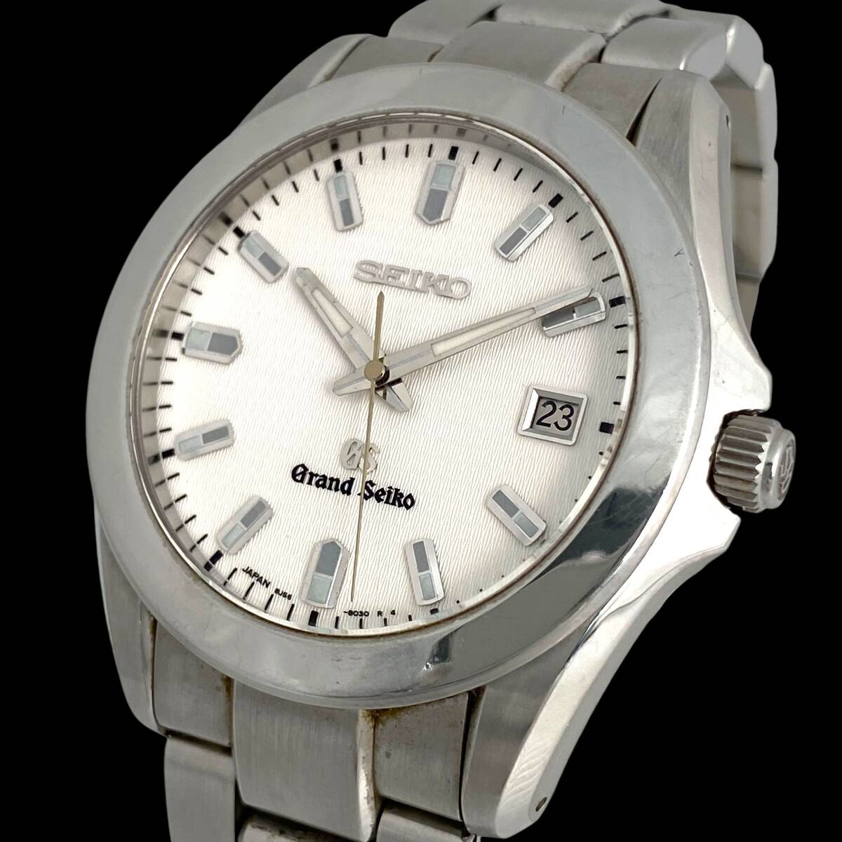 2605T0077 SEIKO セイコー 8J56-8020 Grand Seiko GS グランドセイコー メンズ腕時計 動作品 クォーツ 3針 デイト ラウンド 白文字盤 SS