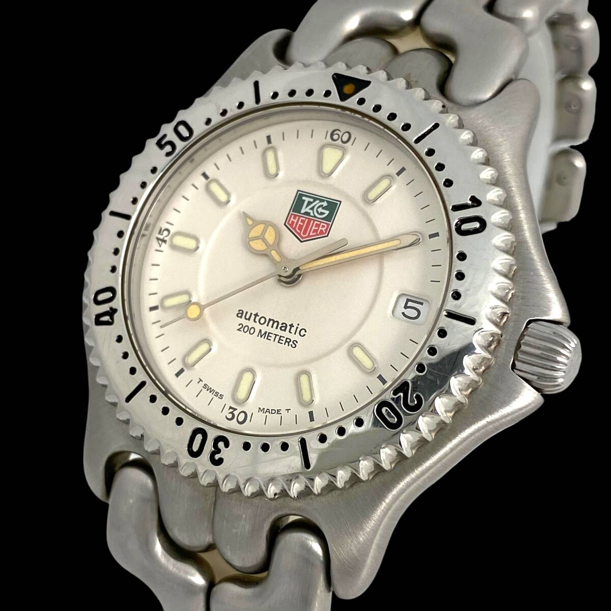 2605T0081 TAG HEUER タグホイヤー S89.706E セル メンズ腕時計 動作品 自動巻き 3針 デイト ラウンド アイボリー文字盤 SS 200M