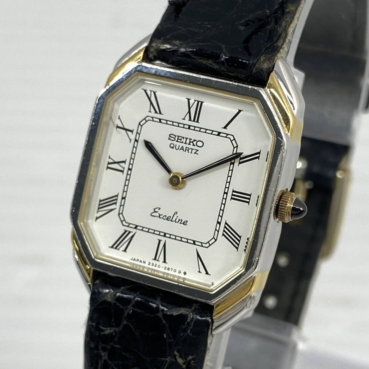 2605T0102 SEIKO セイコー 2320-6440 Exceline エクセリーヌ レディース腕時計 動作品 クォーツ 2針 スクエア白文字盤ローマンインデックス