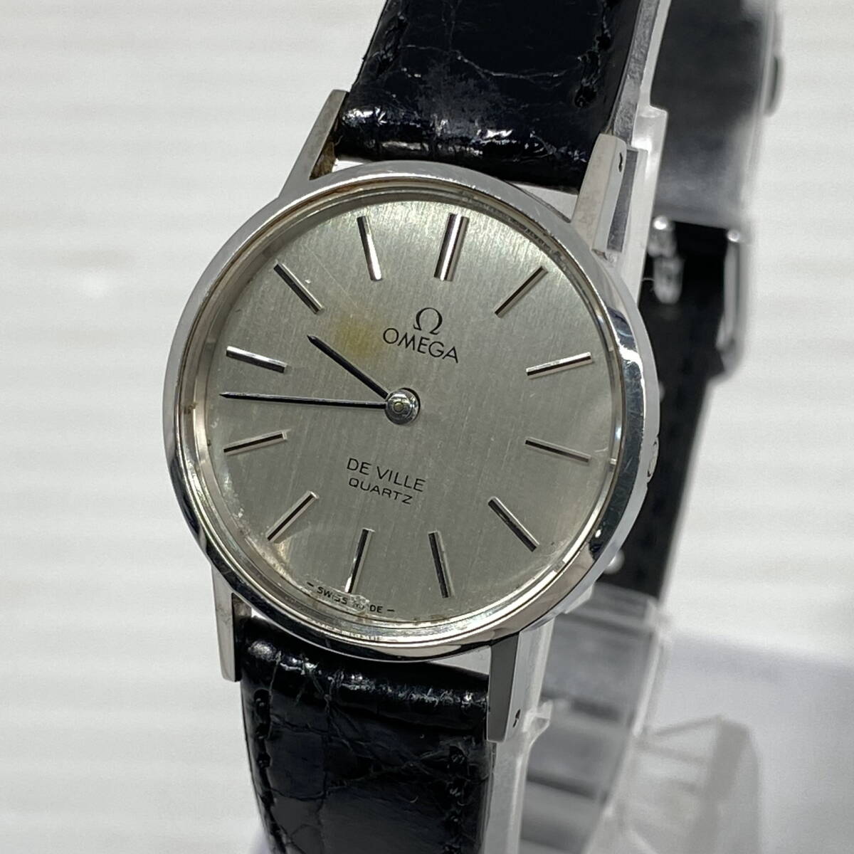 2605T0117 OMEGA オメガ 591 0044 DEVILLE デビル レディース腕時計 現状品 クォーツ 2針 ラウンド シルバー文字盤 プッシュ式リューズ