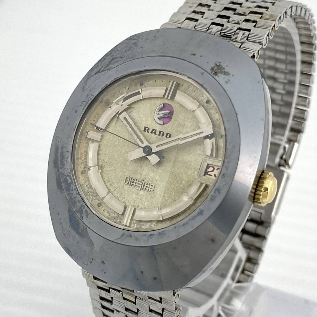 2605T0134 RADO ラドー DIASTAR ダイヤスター メンズ腕時計 現状品 自動巻き 3針 デイト ラウンド カットガラス