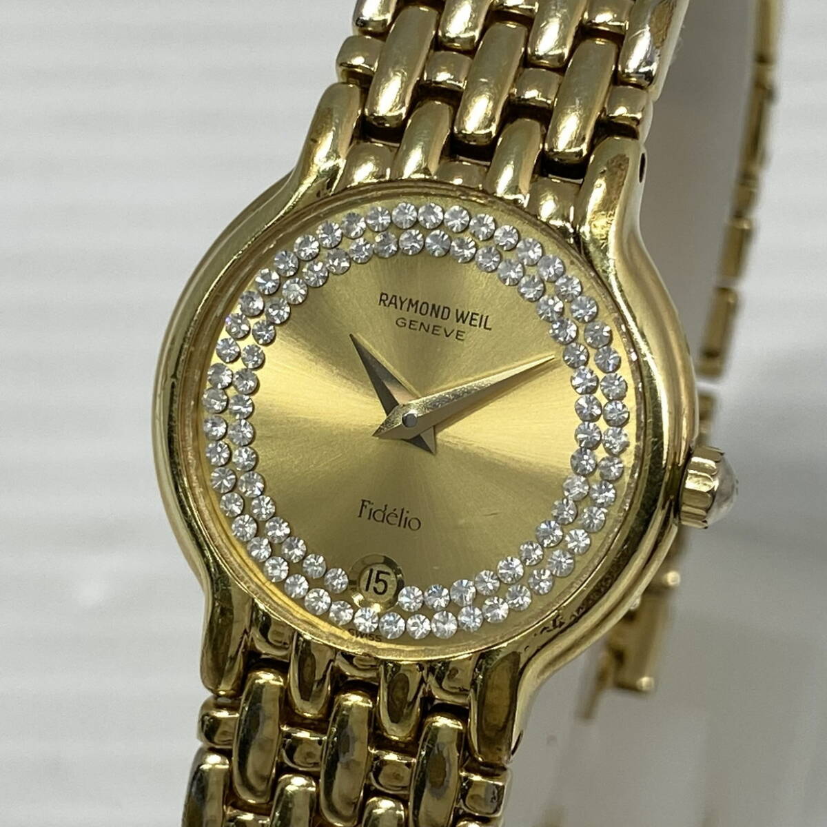 2605T0135 RAYMOND WEIL レイモンドウェイル Fidelio フィデリオ レディース腕時計 動作品 クォーツ 2針 デイト ラウンド 石付 
