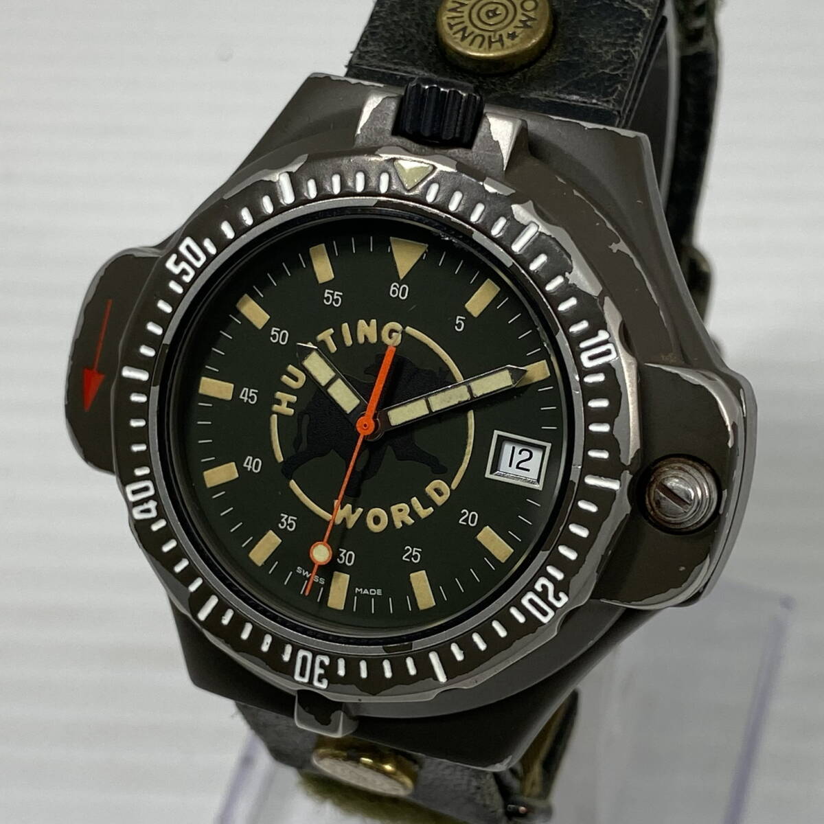 2605T0140 HUNTING WORLD ハンティングワールド SPORTABOUT スポーツアバウト コンパスウォッチ メンズ腕時計 現状品 クォーツ デイト