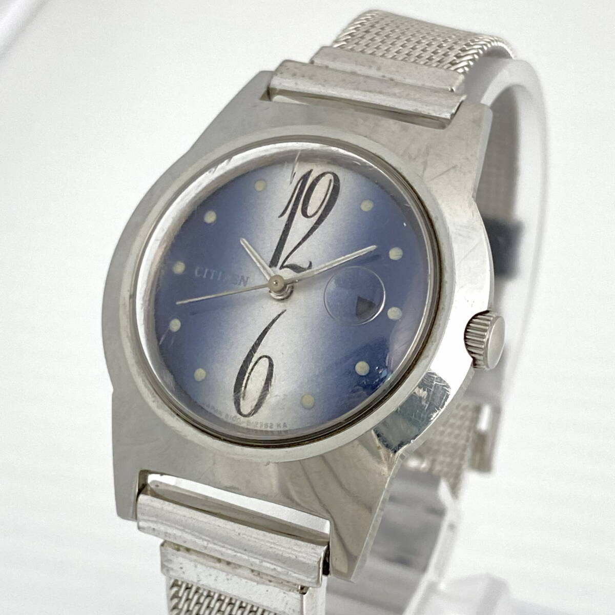 2605T0144 CITIZEN シチズン 4-610253Y ボーイズ腕時計 動作品 手巻き 3針 デイト ラウンド シルバーカラー ブルーグラデーション文字盤