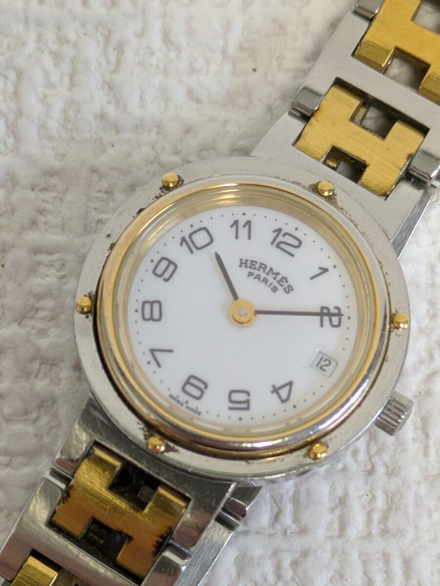 y052101f HERMES エルメス クリッパー レディース ウォッチ 腕時計 コンビ Hブレス クォーツ 可動品
