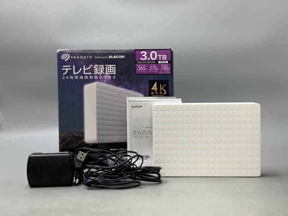 6D03024　エレコム SEAGATE シーゲイト SRD0NF2 3TB ホワイト 外付けデスクトップハードディスク　現状/未確認　80サイズ