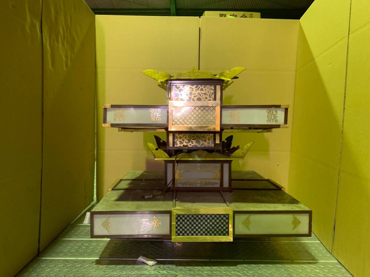 6W/P273　時代物 四角　吊灯篭 座敷燈篭 法事法要寺院用仏具仏教美術古道具古美術消し金メッキ 現状チャーター便/手渡し