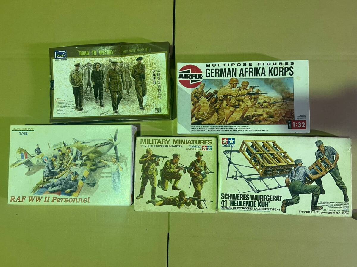 6W/J100L　タミヤ　エアフィックス 1/35 1/48 ロシア 歩兵セット GERMAN AFRIKA KORPS 等 まとめ 未開封品有　現状/未確認　100サイズ