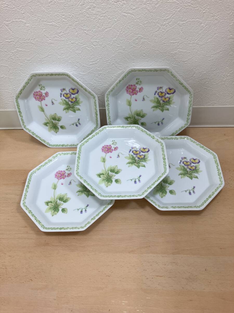 【33329】Marumi 中皿 花柄 陶器 洋食器 ケーキ皿 食器 プレート　5枚セット