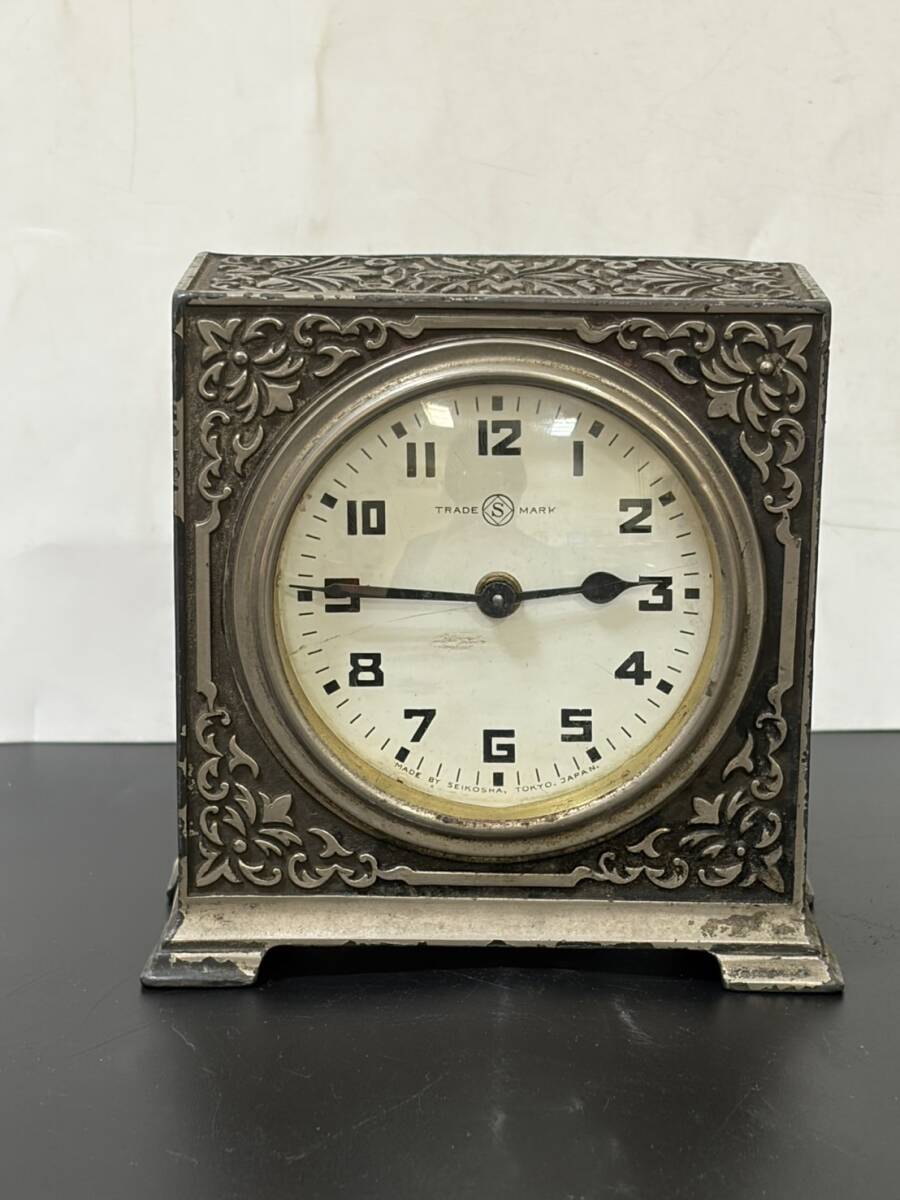 【33617】置き時計　時計　コレクション　インテリア小物　アンティーク　アナログ　全長10cm　ジャンク品　現状品　長期保管品　現状品
