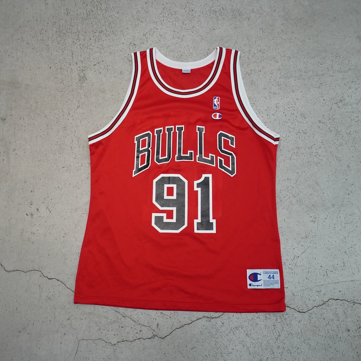 Champion チャンピオン 製 NBA シカゴ ブルズ デニス ロッドマン バスケ シャツ ユニフォーム タンクトップ 赤 サイズ44 4329Q★4