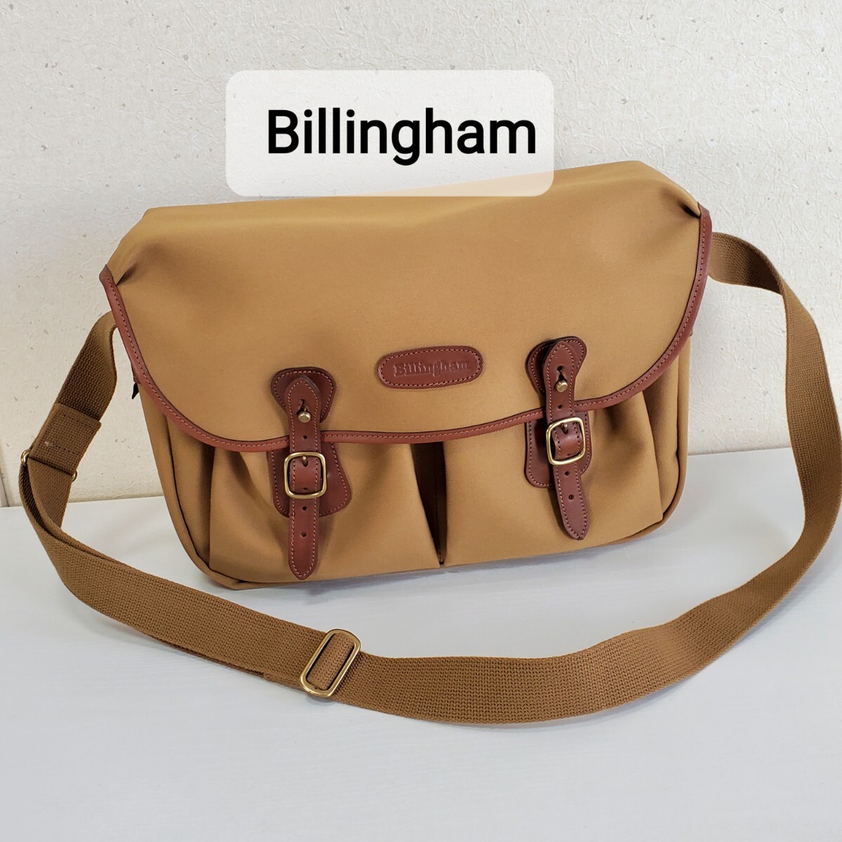 極美品◆Billingham ビリンガム キャンバス×レザー カメラバッグ ショルダーバッグ カーキ(ベージュ系)メンズ レディース ユニセックス 