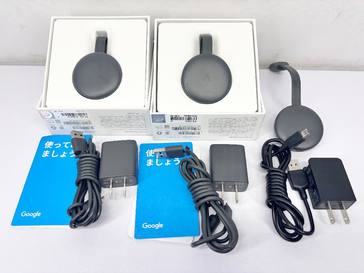 サ) 初期化済み Google Chromecast クロームキャスト NC2-6A5 GA00439-JP 3台セット 付属品あり 映像家電
